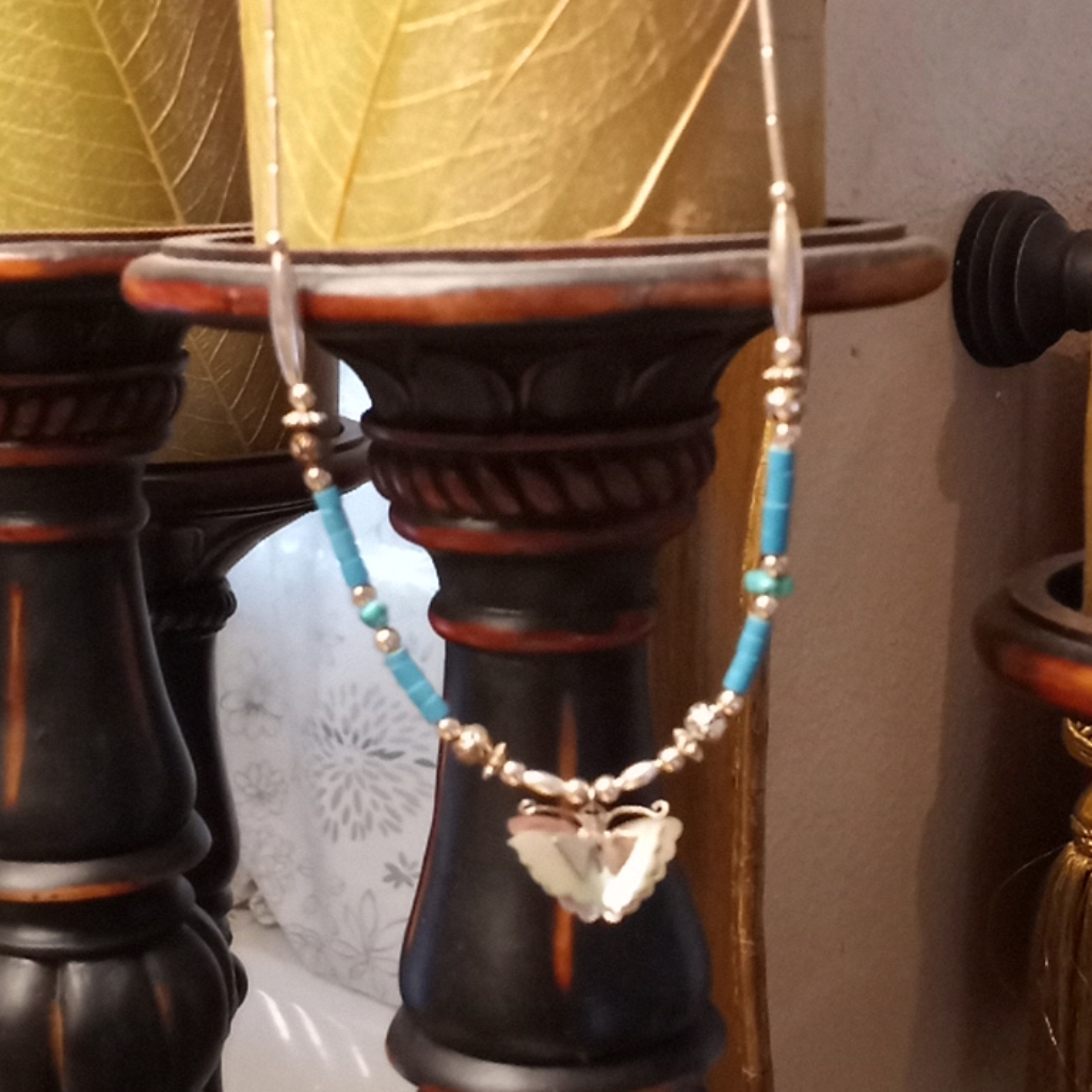Vintage Turquoise Liquid Silver Necklace